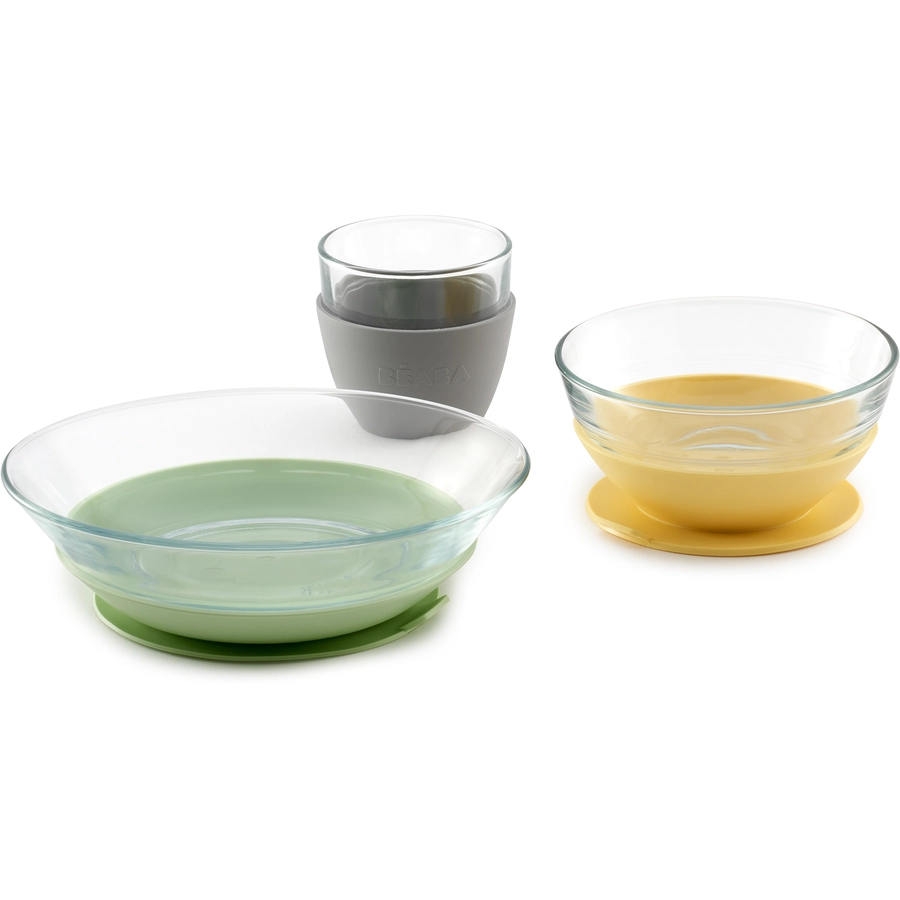 BEABA® Geschirrset aus Glas, gelb ab dem 4. Monat