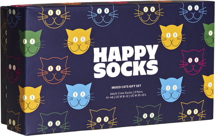 Happy Socks 3-Pack Mixed Cat Socks Gift Set Navy