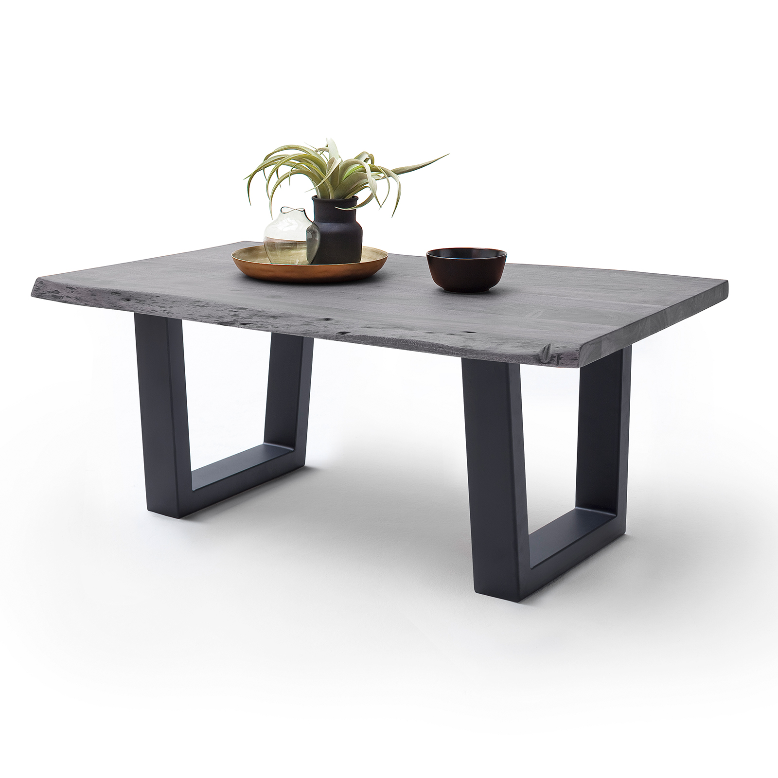 Couchtisch CARTAGENA - Akazie grau-anthrazit - Trapez-Gestell - 110x70 cm