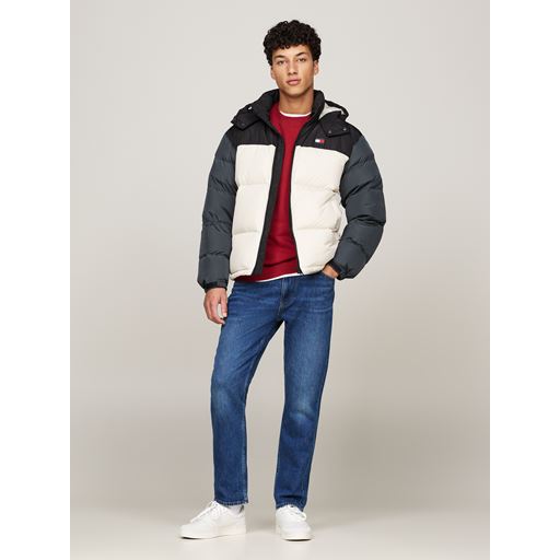 Tommy Jeans Alaska Colorblock Puffer Jakke, Newsprint Multi, XL