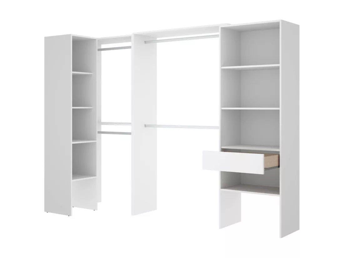 Grande Garde-robe Dhenle, Meubles de chambre, Penderie de plain-pied, Placard à vêtements, 248x79 h187 cm, Blanc