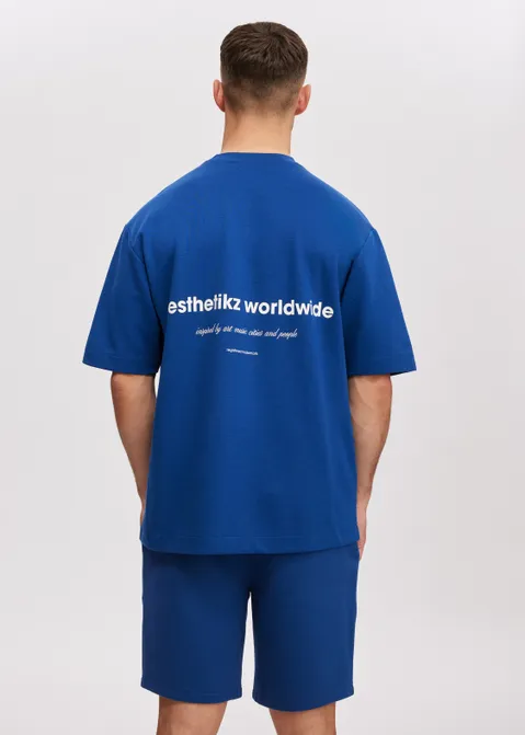 T-shirt met print worldwide blauw (BLW.M)