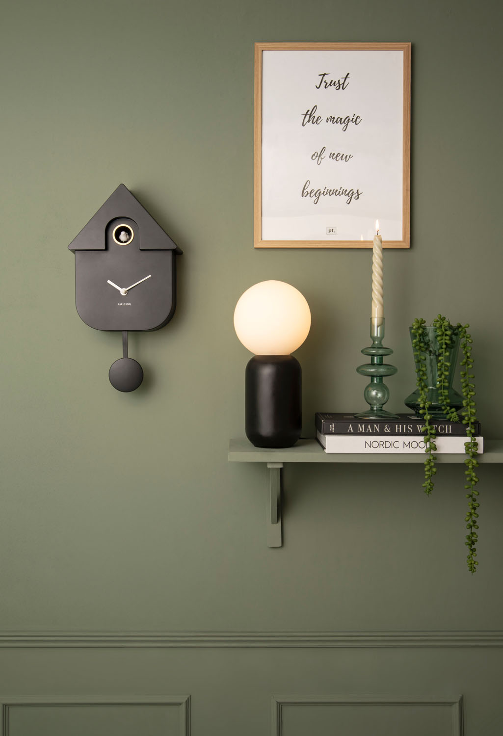 Wall clock Modern Cuckoo ABS black