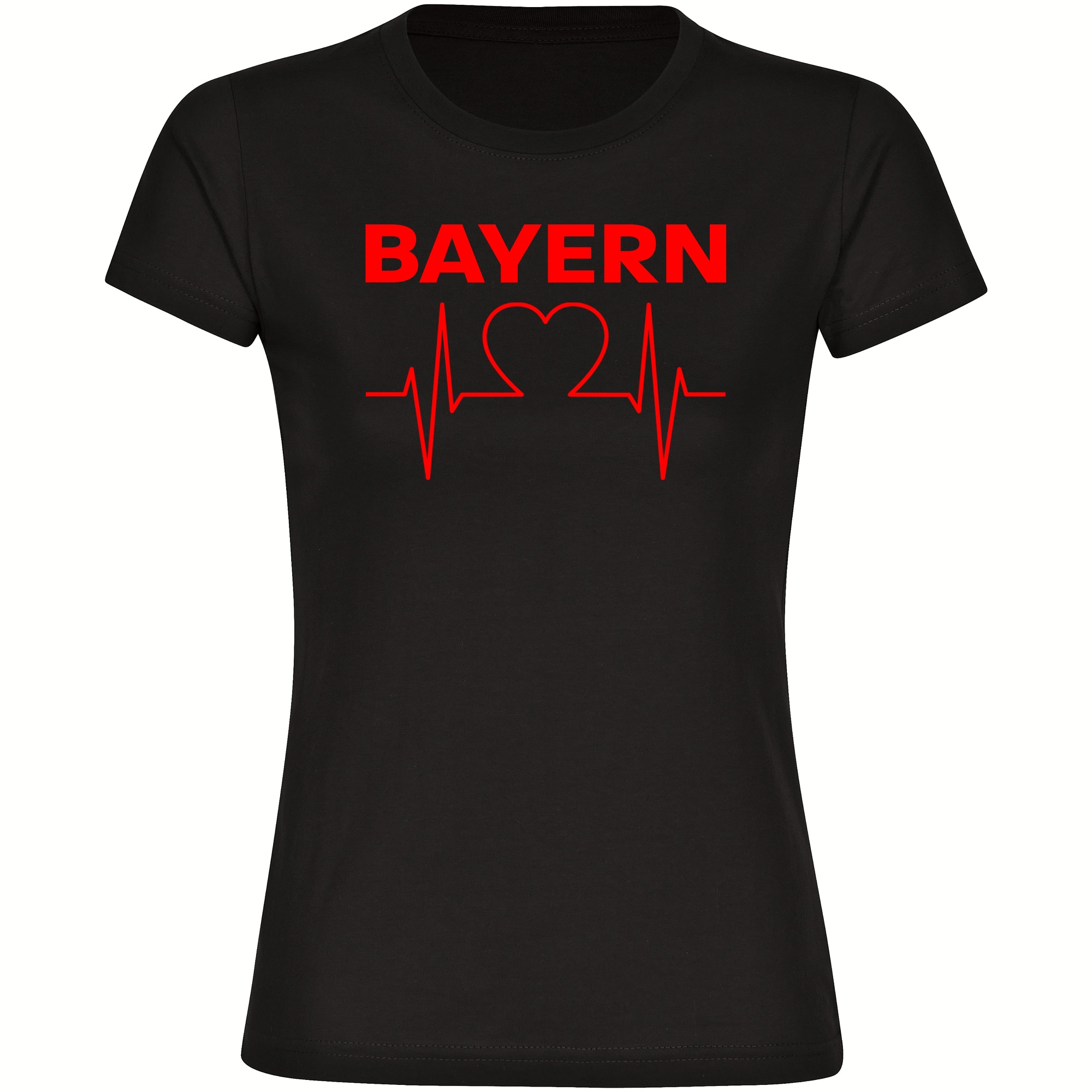 multifanshop® Damen T-Shirt - Bayern - Herzschlag - Druck rot