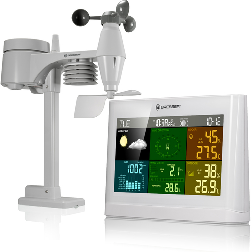 Centro de informações meteorológicas Bresser Comfort 5 em 1 com visor colorido