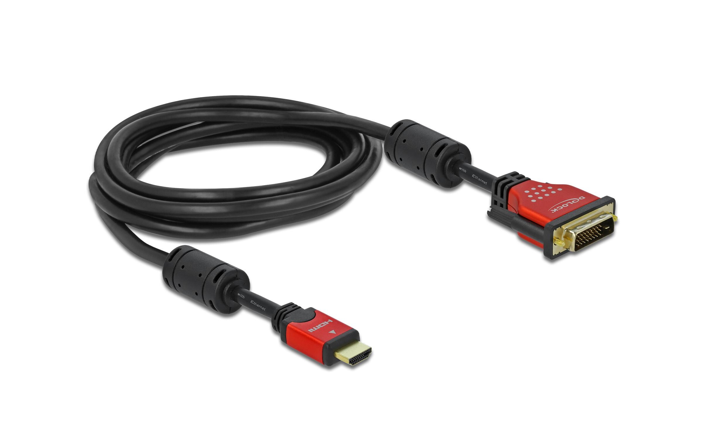Kabel HDMI - DVI-D 24+1, 3 mDelock HDMI zu DVI 24+1 Kabel bidirektional 3 m