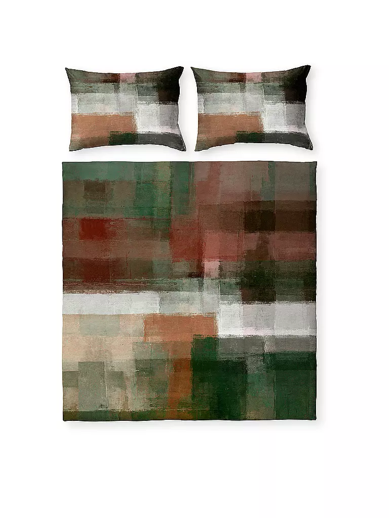 FLEURESSE Satin Bettwäsche MODERN ART 70x90cm/200x200cm Stone  hellgrau