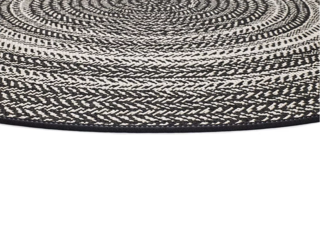 Tapis extérieur rond - intérieur-extérieur - noir - diam.120 cm - SILVANA