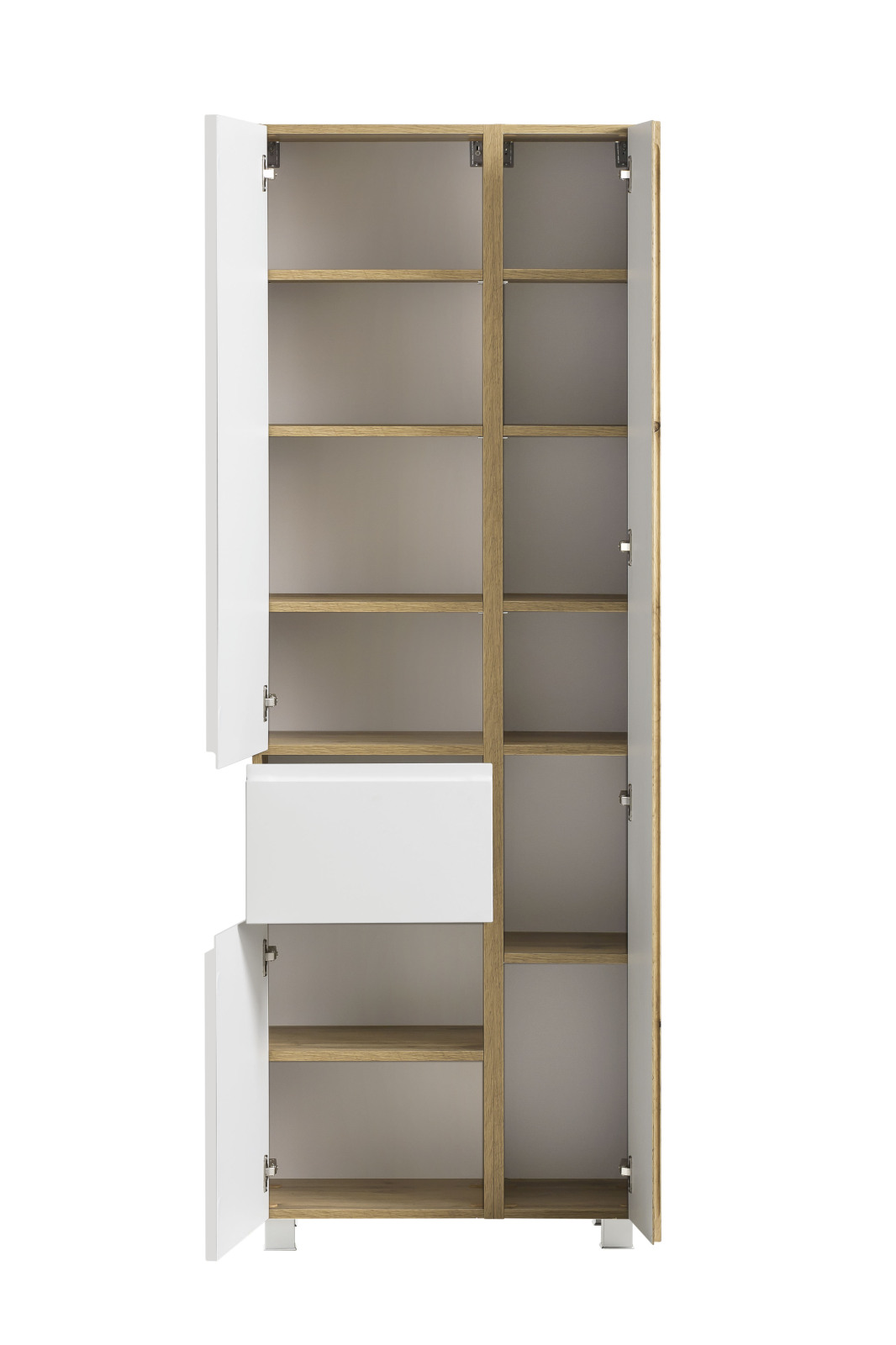 Seitenschrank - Wotaneiche - weiß matt - mit Auszug - 65 cm