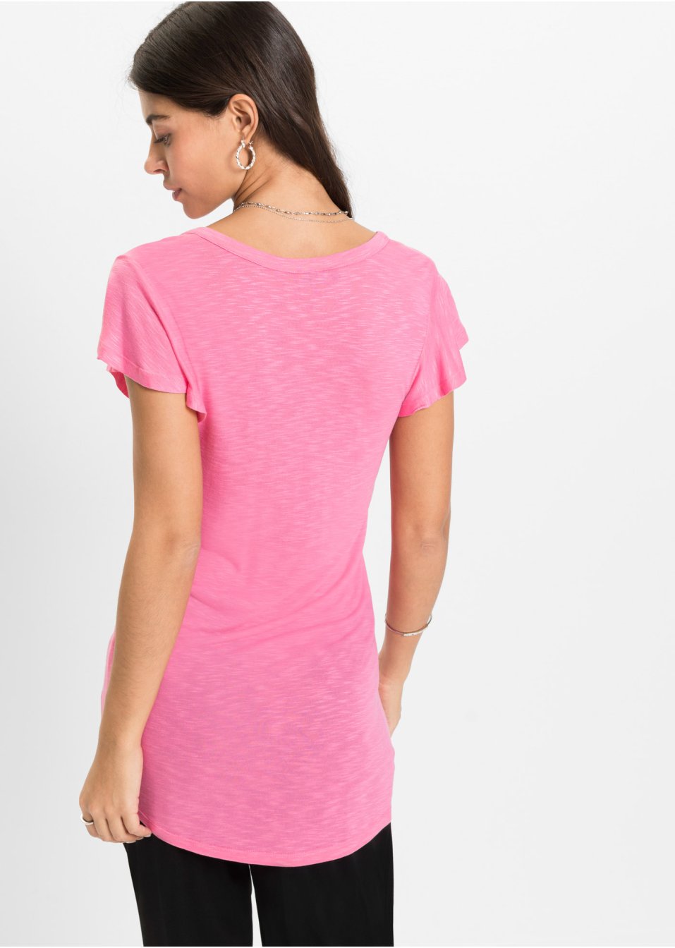 T-shirt long avec boutons
