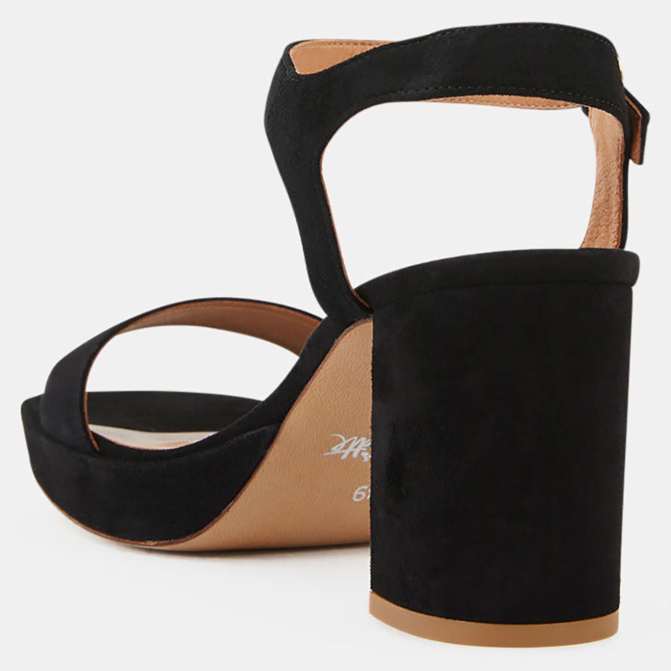 Galeries Lafayette Sandales à talon en Cuir noires - Talon 7.5 cm
