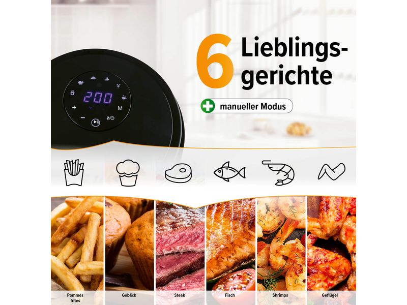 GOURMETmaxx Heissluft-Fritteuse Digital 0.5 kg, Schwarz Heissluftofen, Grill und Fritteuse in einem Gerät