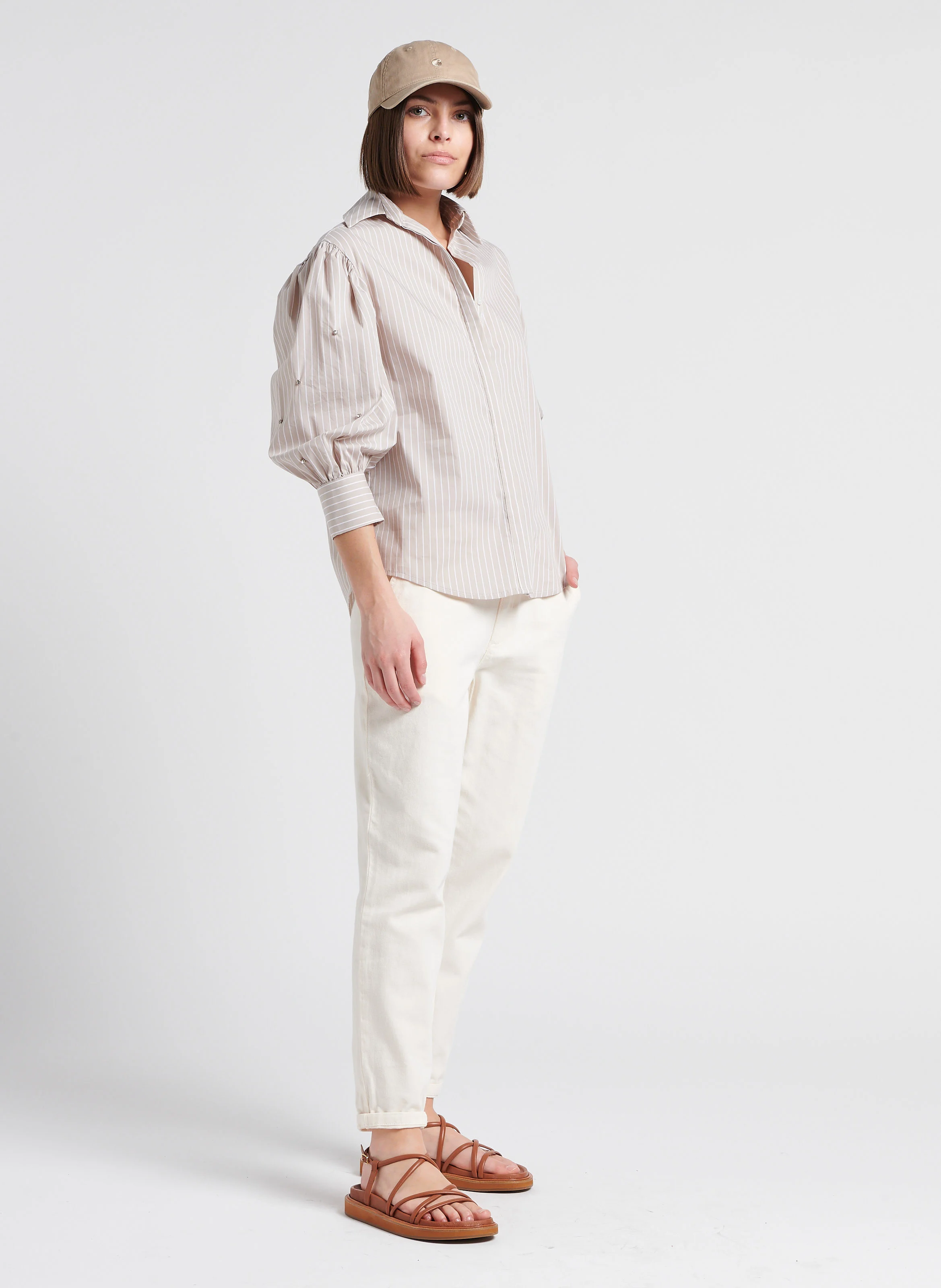 SABIL - Pantalon chino 7/8ème en coton| Beige
