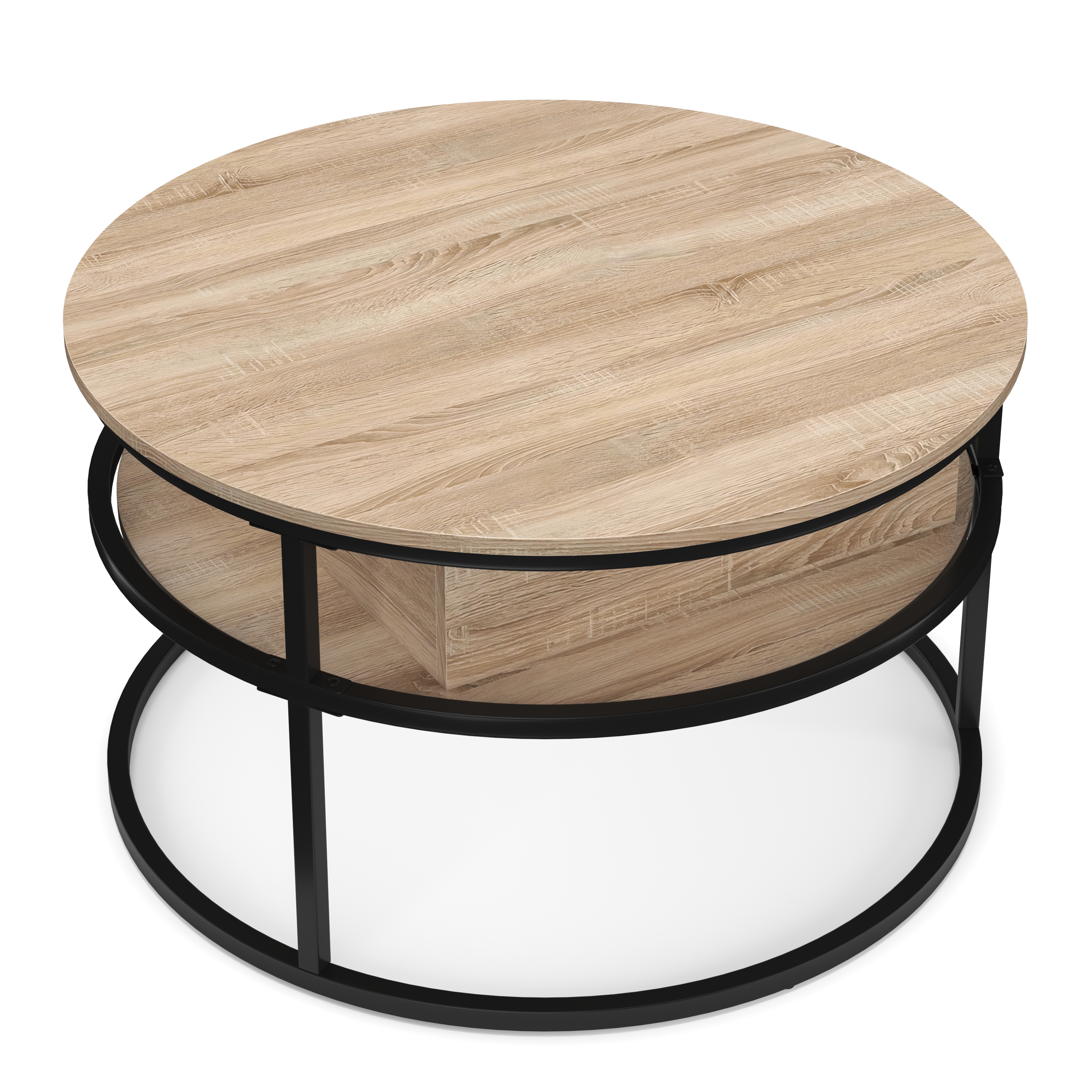Beistelltisch FLEXORA höhenverstellbar rund 80 cm hellbraun