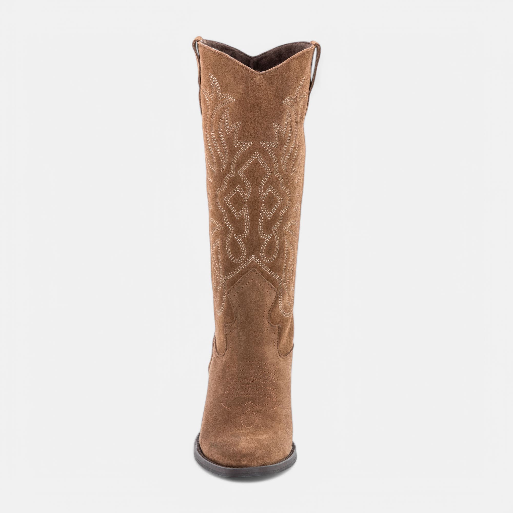 Bottes à talon Femme en cuir cognac