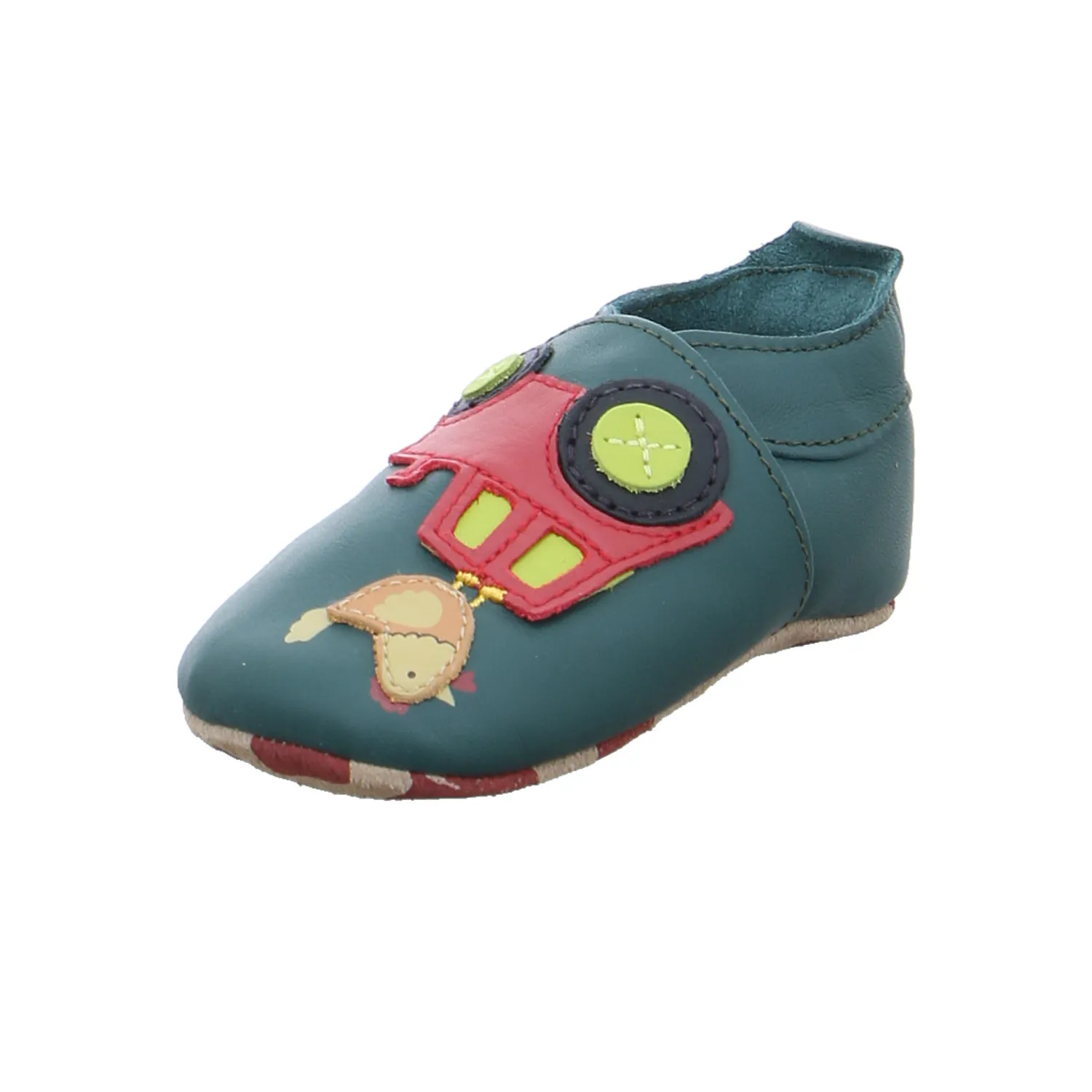 BOBUX Krabbelschuh Grün Leder