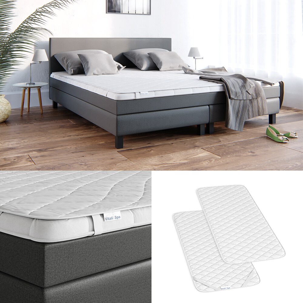 VitaliSpa Matratzenschoner 90x200 Topper Matratzen-Auflage weiß Boxpspringbett