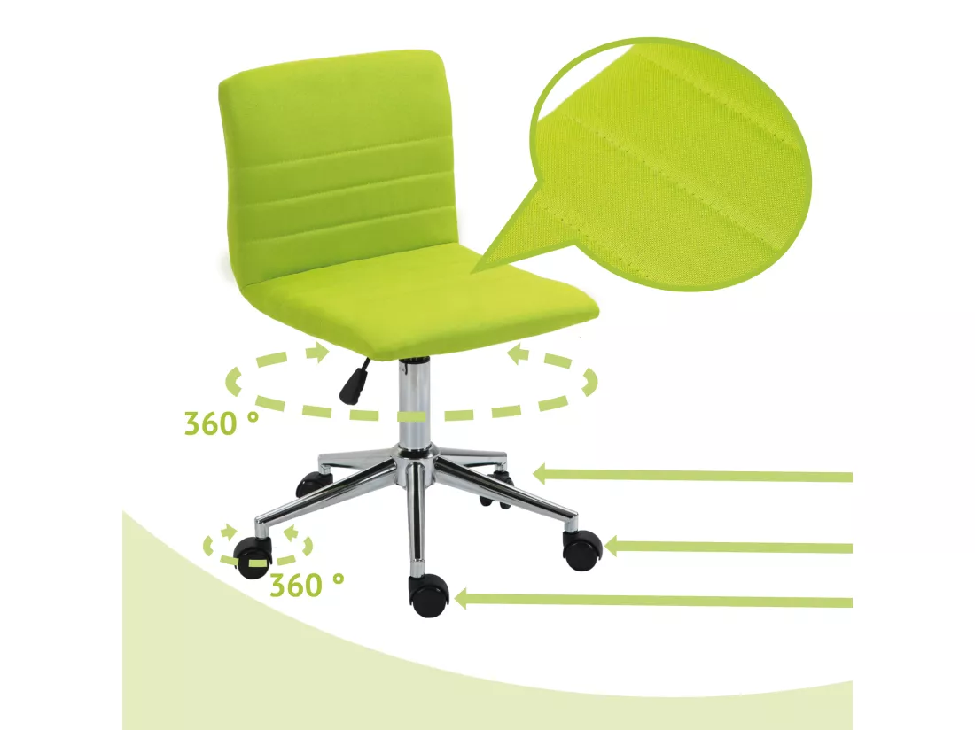 SVITA LINUS chaise de bureau chaise pivotante pour enfant chaise de bureau chambre d'enfant revêtement en tissu vert