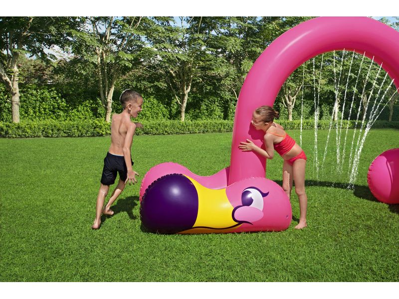 Bestway Jumbo Flamingo Sprinkler 340 x 110 x 193 cm Wassersprinklerbogen zum Hindurchlaufen