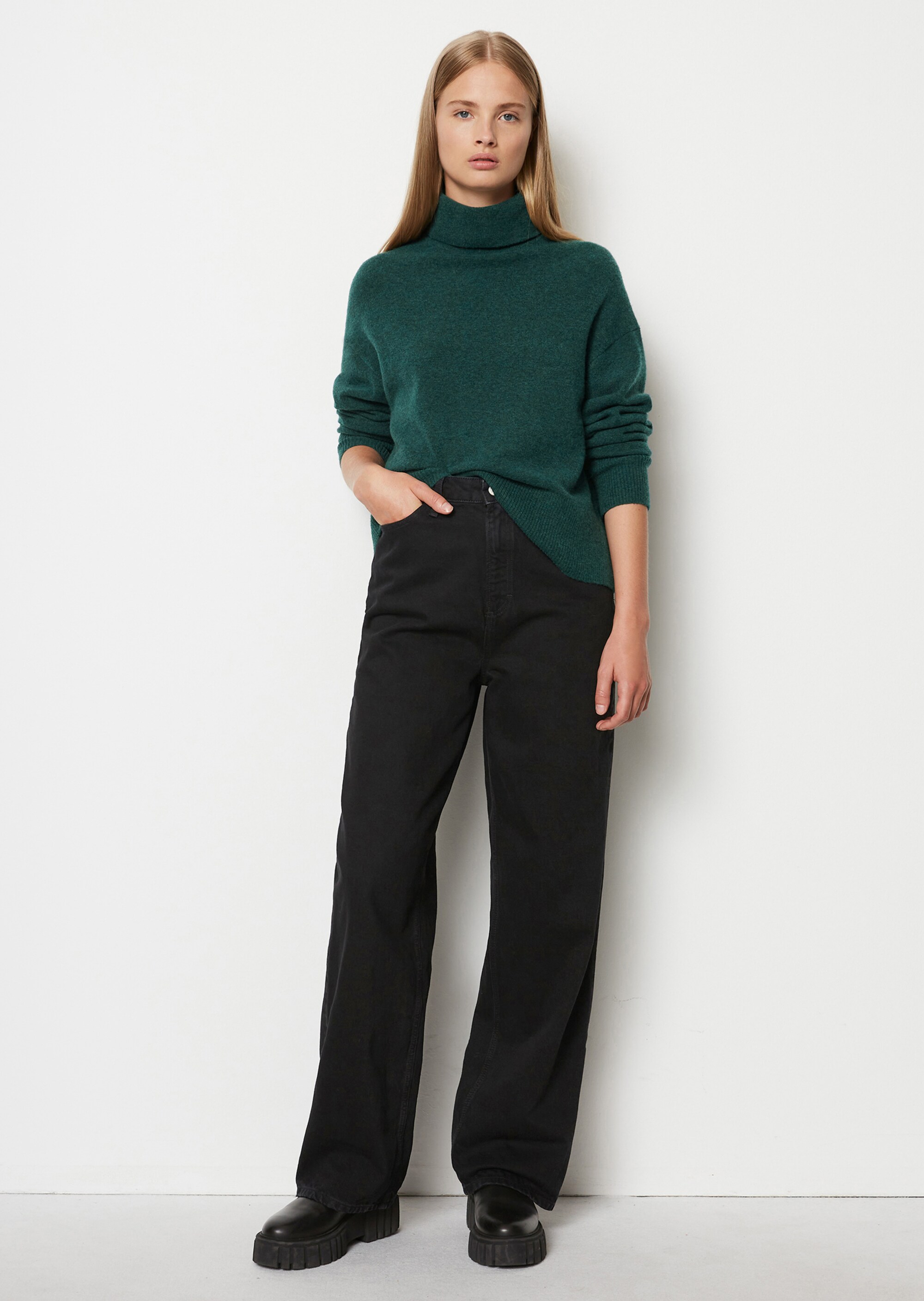 Softer Rollkragenpullover oversizeaus edlem Schurwolle-Mix