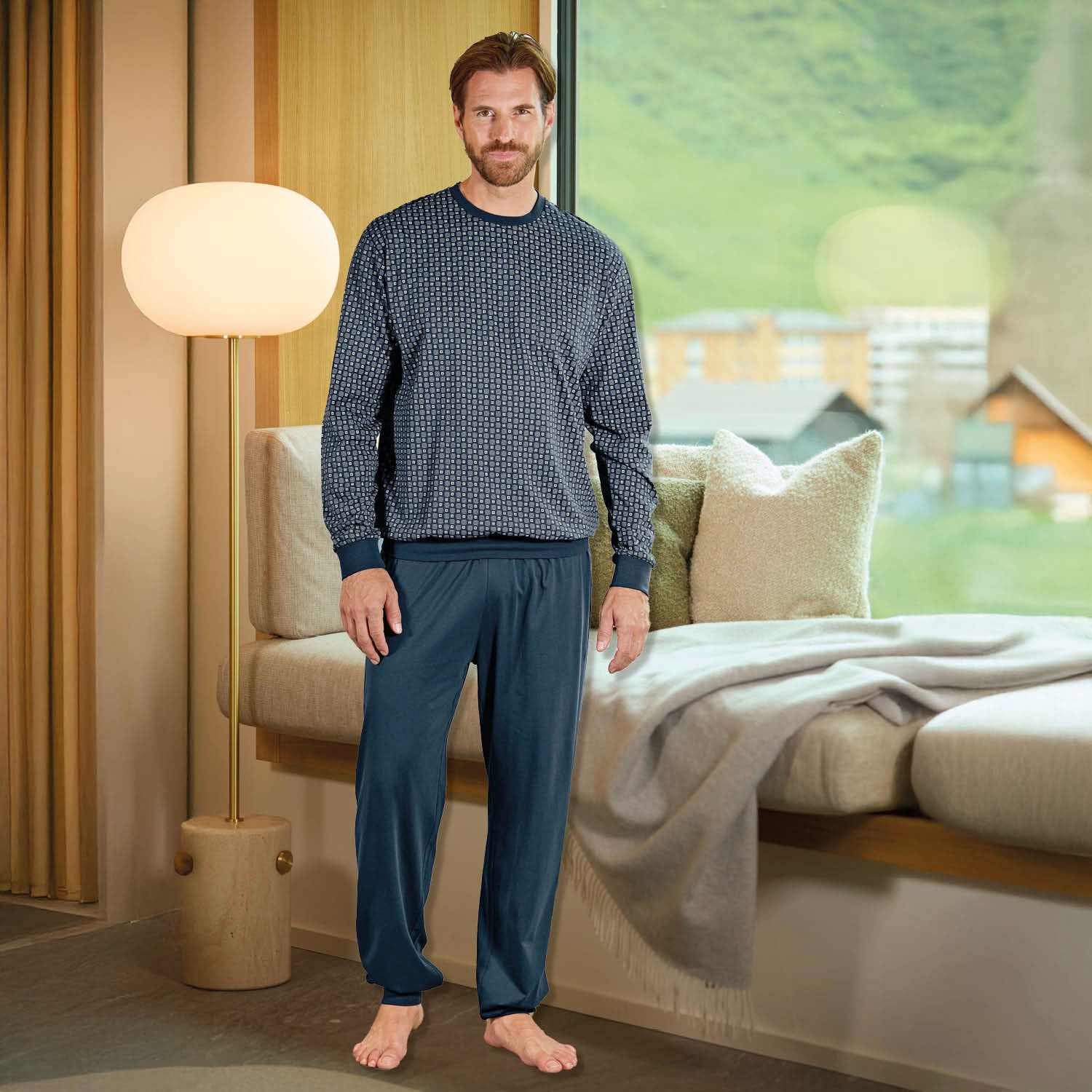 Pyjama anthrazit mit Rundhalsausschnitt