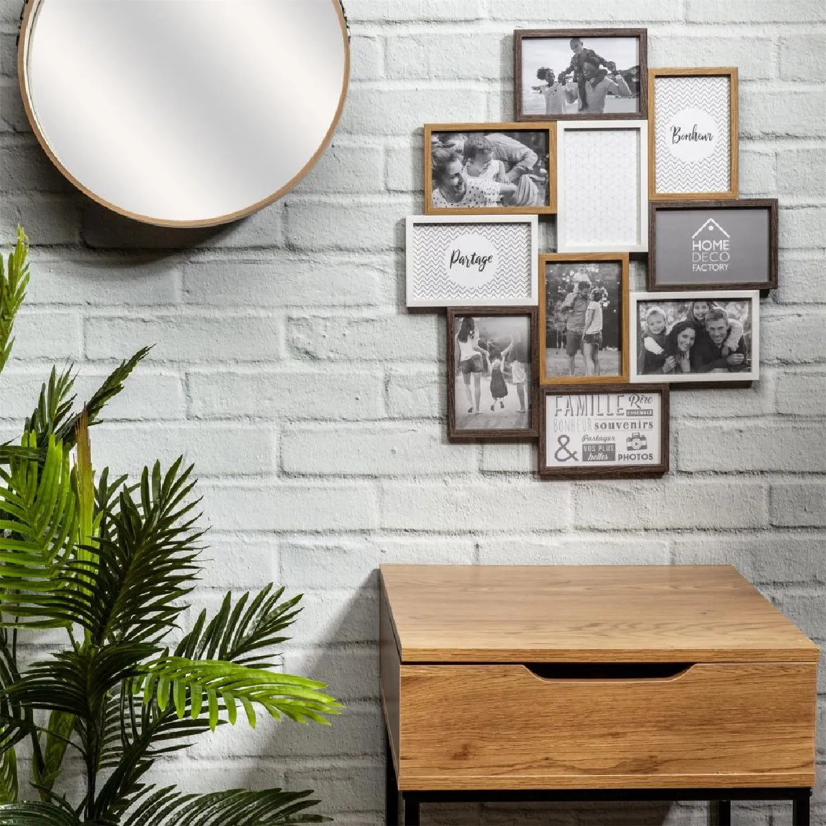 The Home Deco Factory Pêle-mêle Natural 10 Photos Blanc et Bois