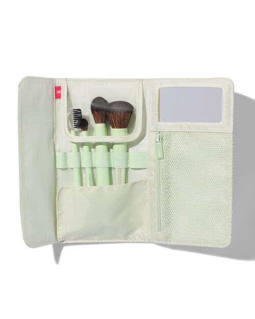 trousse pour pinceaux de maquillage vert