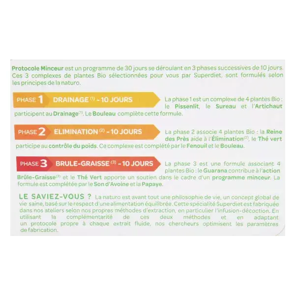 Superdiet Protocole Minceur Bio 30 ampoules