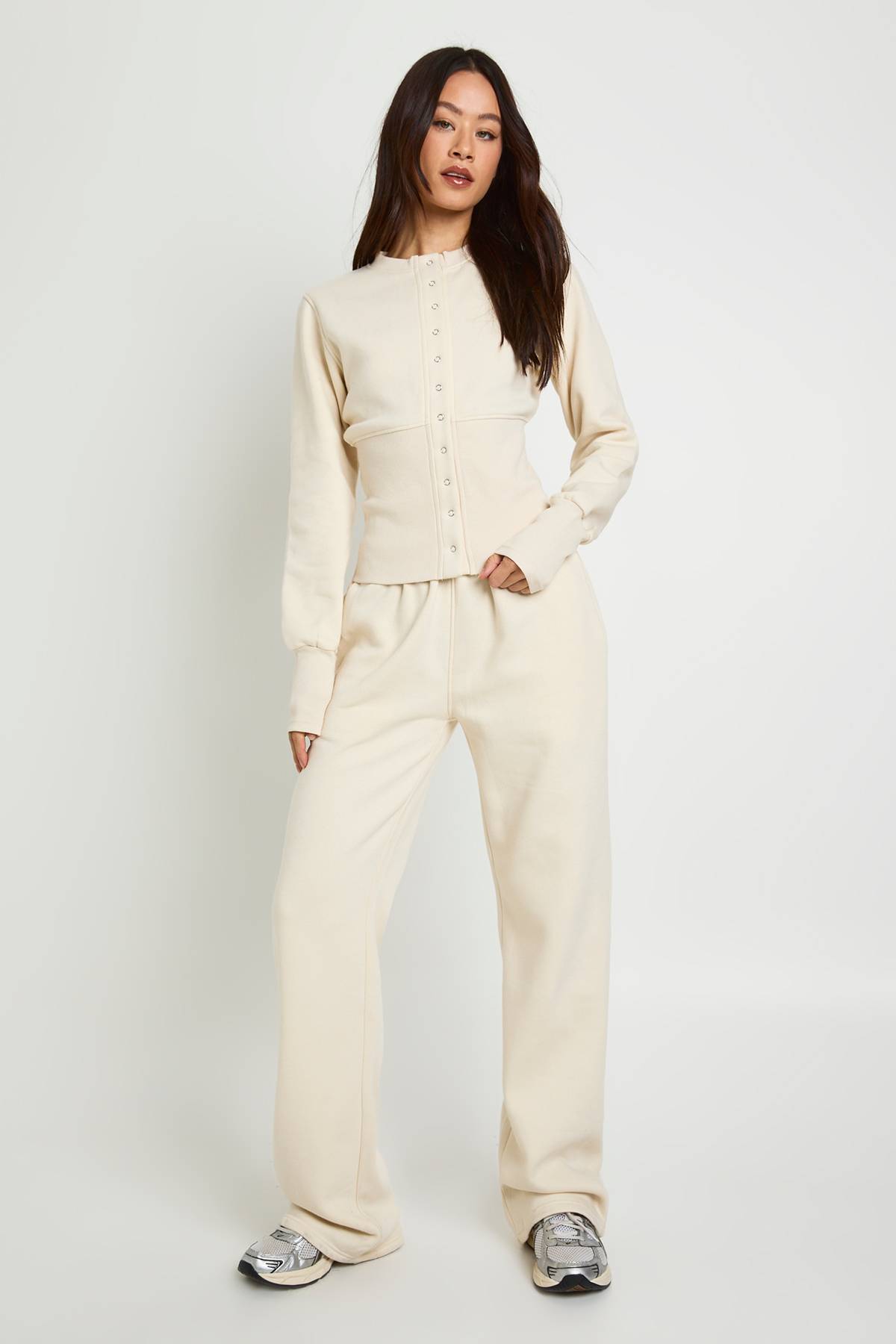 boohoo Ensemble Survêtement Sweat Bomber À Ourlet Profond Avec Boutons-pression Tall