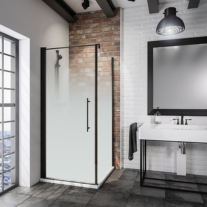 Paroi de douche fixe 90x192 cm, noir, Schulte NewStyle