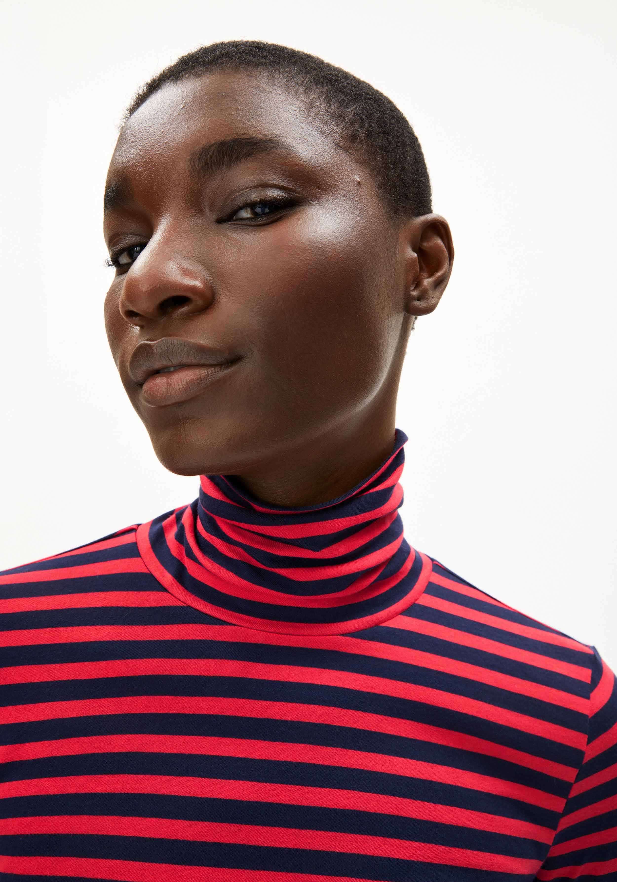 Armedangels Longsleeve Graziliaa Stripes Tinted Navy-Candy Apple