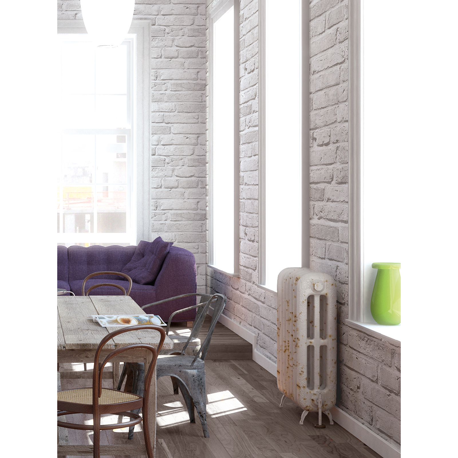 Vliestapete BRICK - Stein grau - 10 Meter