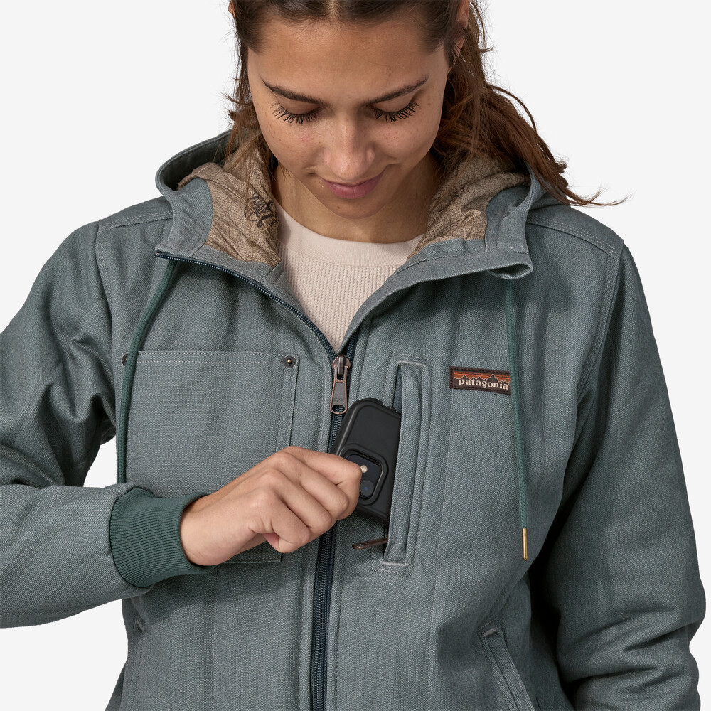 Damen-Bomberjacke mit Kapuze aus Hanf-Canvas für alle Jahreszeiten