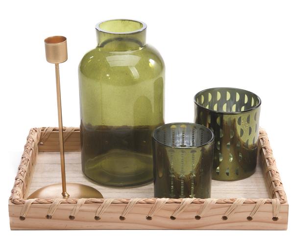 Dehner Tischdeko-Set, grün/gold, 5-teilig