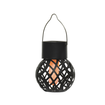 Solar LED Lantaarn met vlam-effect 9 cm hoog zwart