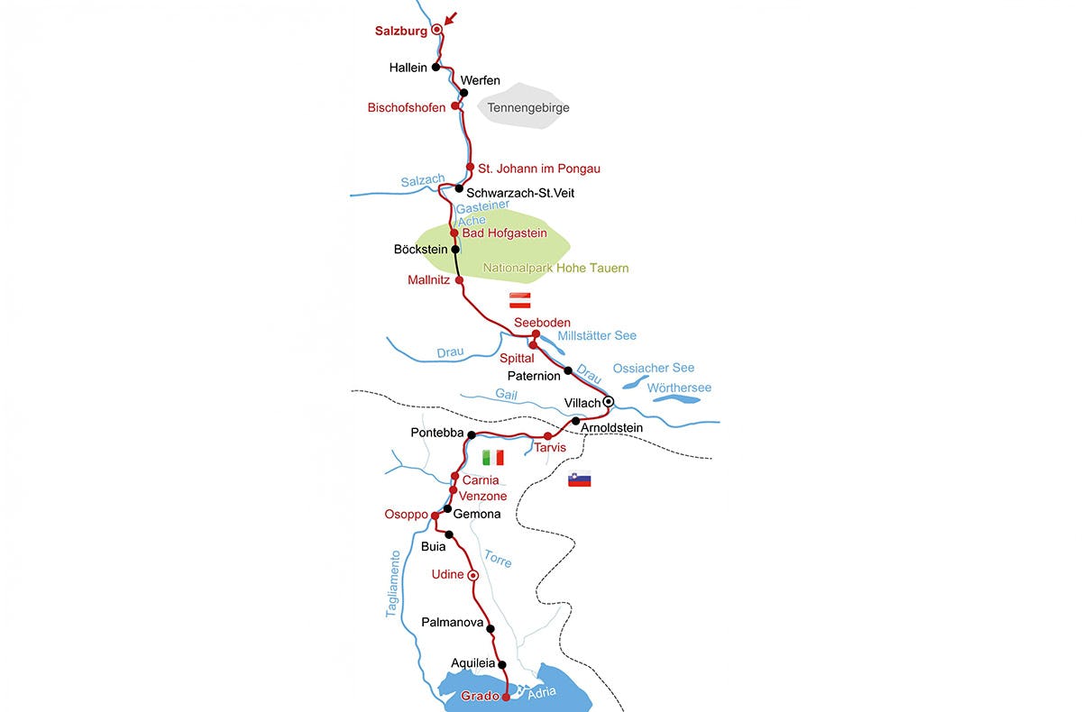 Radreise Villach-Grado für 2 (5 Nächte)
