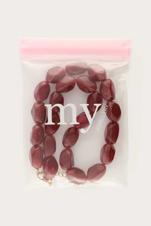 Burgundy statement ketting met ovalen kralen
