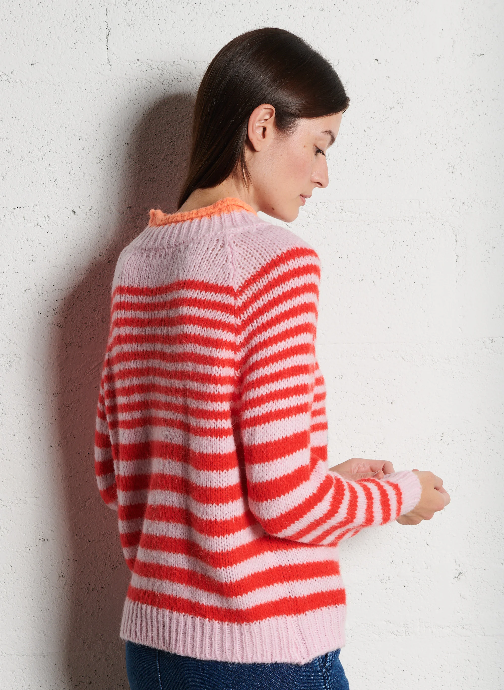 SMILE - Pull col rond droit en maille | Rose