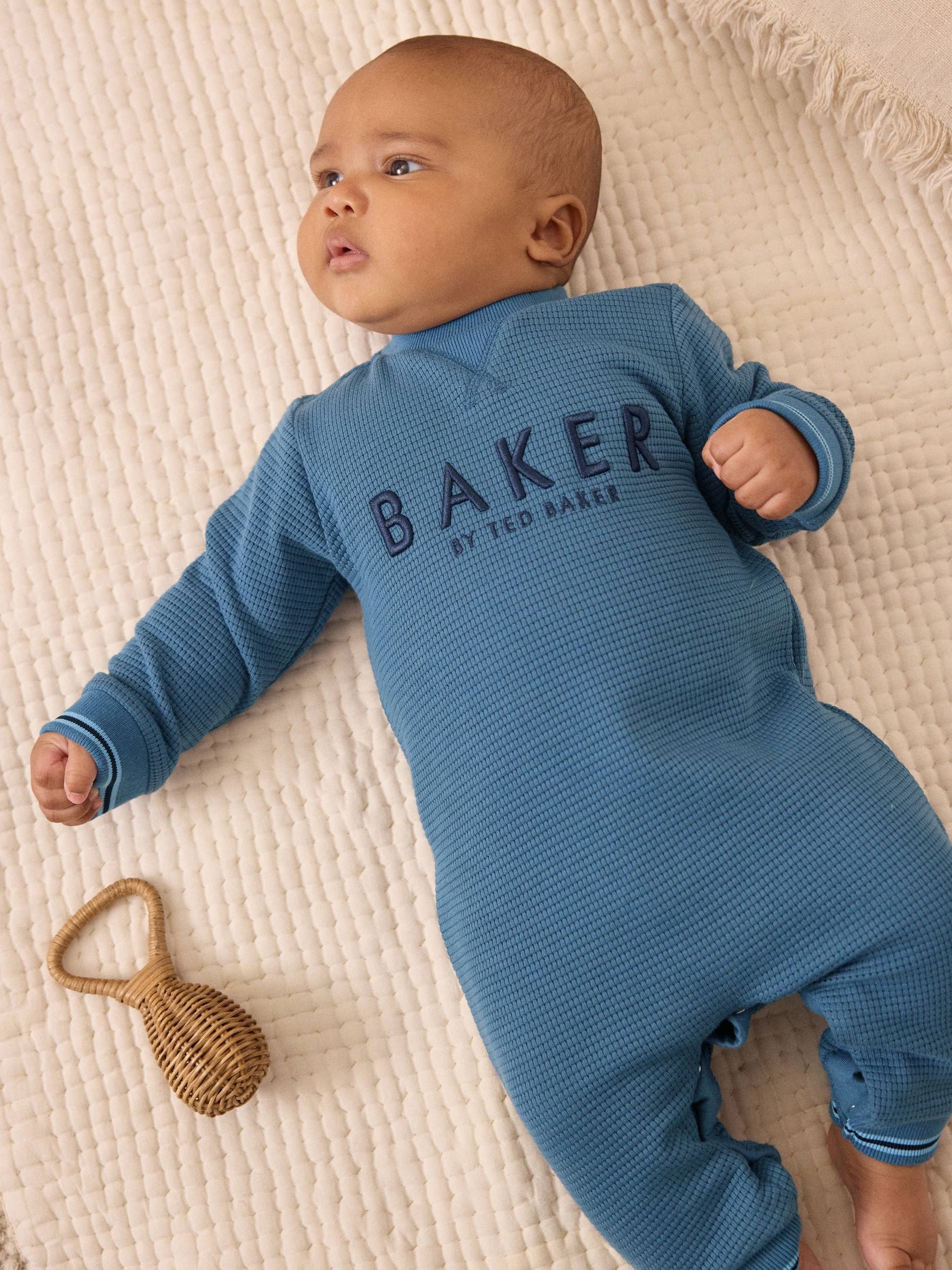 Blauw - Baker by Ted Baker Textured Long Sleeve Romper
