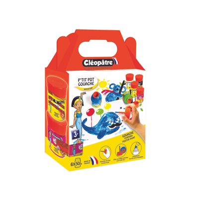 Cléopâtre NÉFERTARI - 6 Pots de peinture 50 ml - couleurs assorties - pinceau intégré