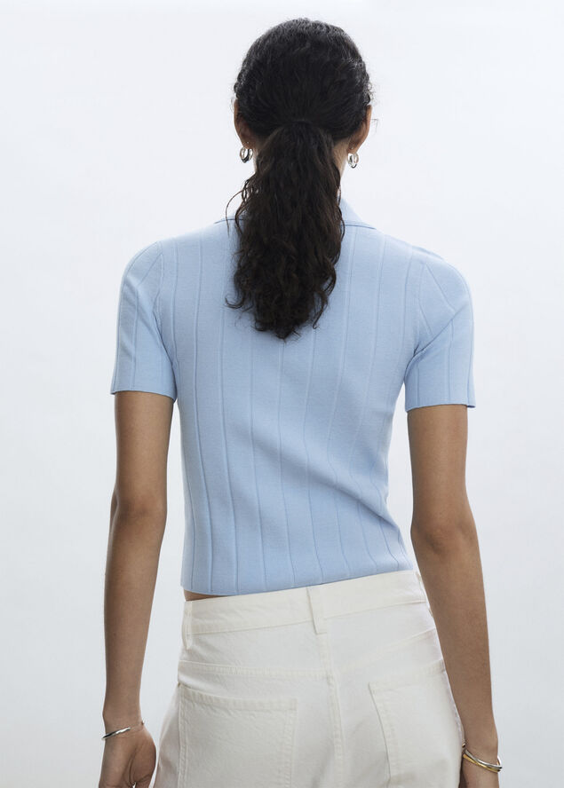 MANGO Polo-neck t-shirt Lt-pastel blue