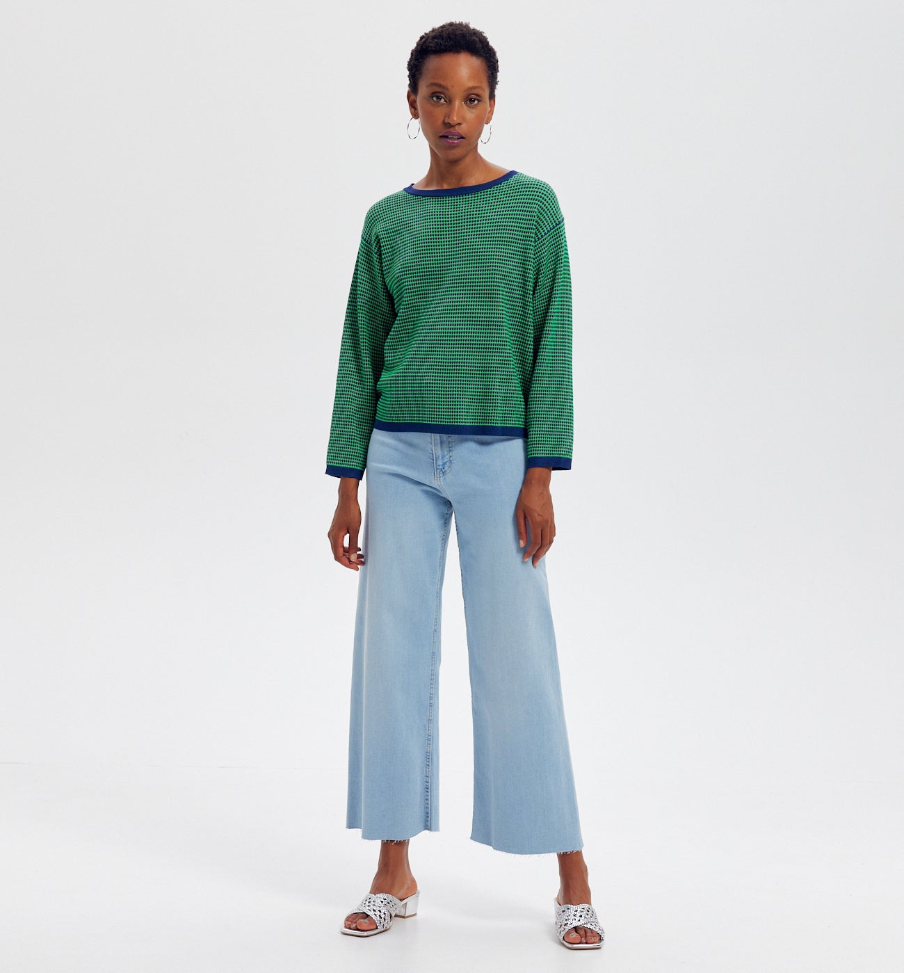 Pull effet jacquard Femme - Imprimé vert