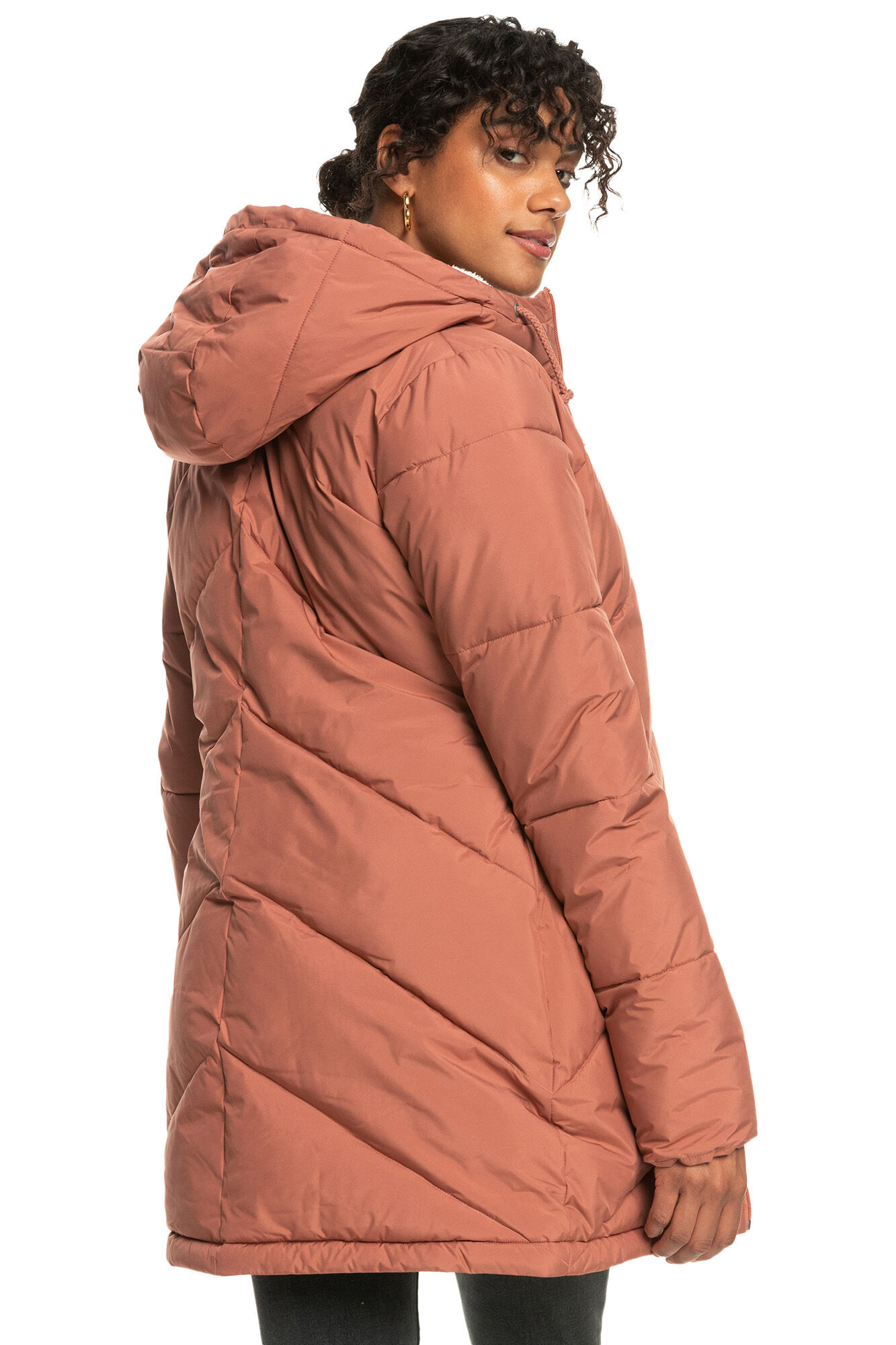 Better Weather™ - Jaqueta feminina longa acolchoada com capuz