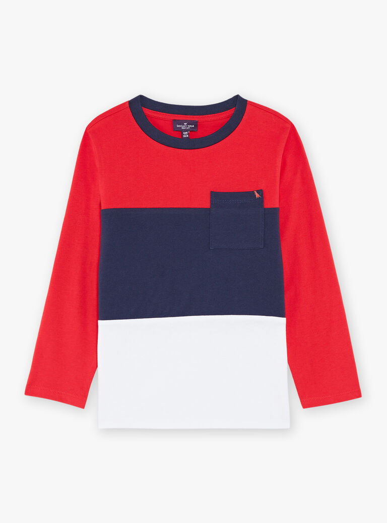 T-shirt à rayures rouge, blanc et bleu marine