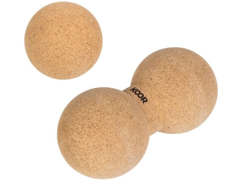 KOOR Faszientraining Einzel- und Doppelball, Kork Ideal zur punktuellen Massage von Brust, Rücken und Gesäss