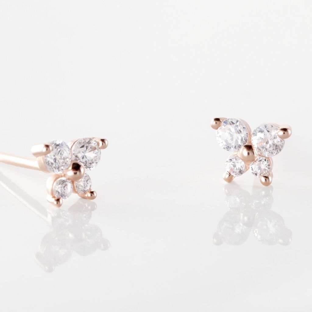 Boucles D'oreilles Puces Or Rose Oxydes De Zirconium
