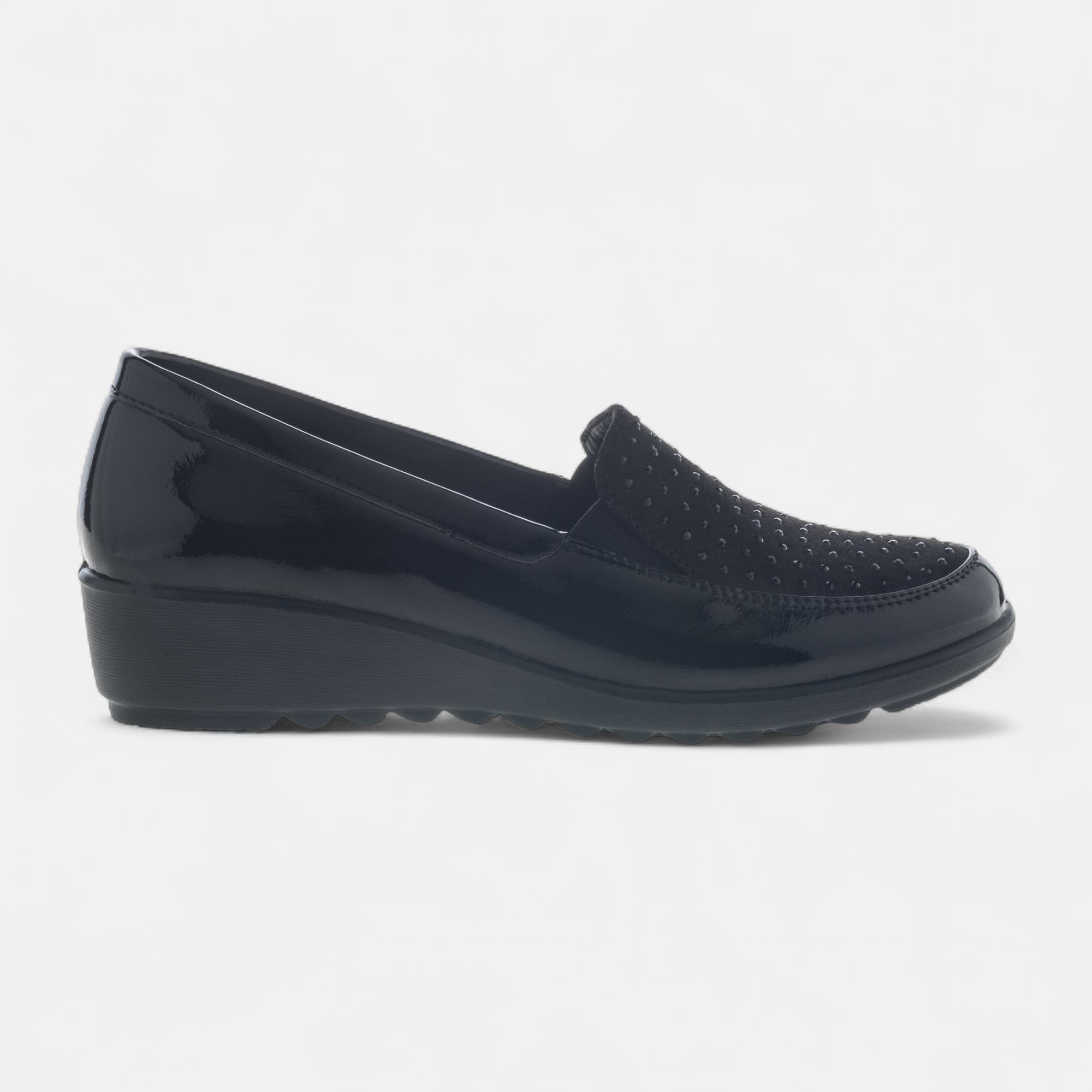 Mocassins pieds sensibles Femme noir vernis