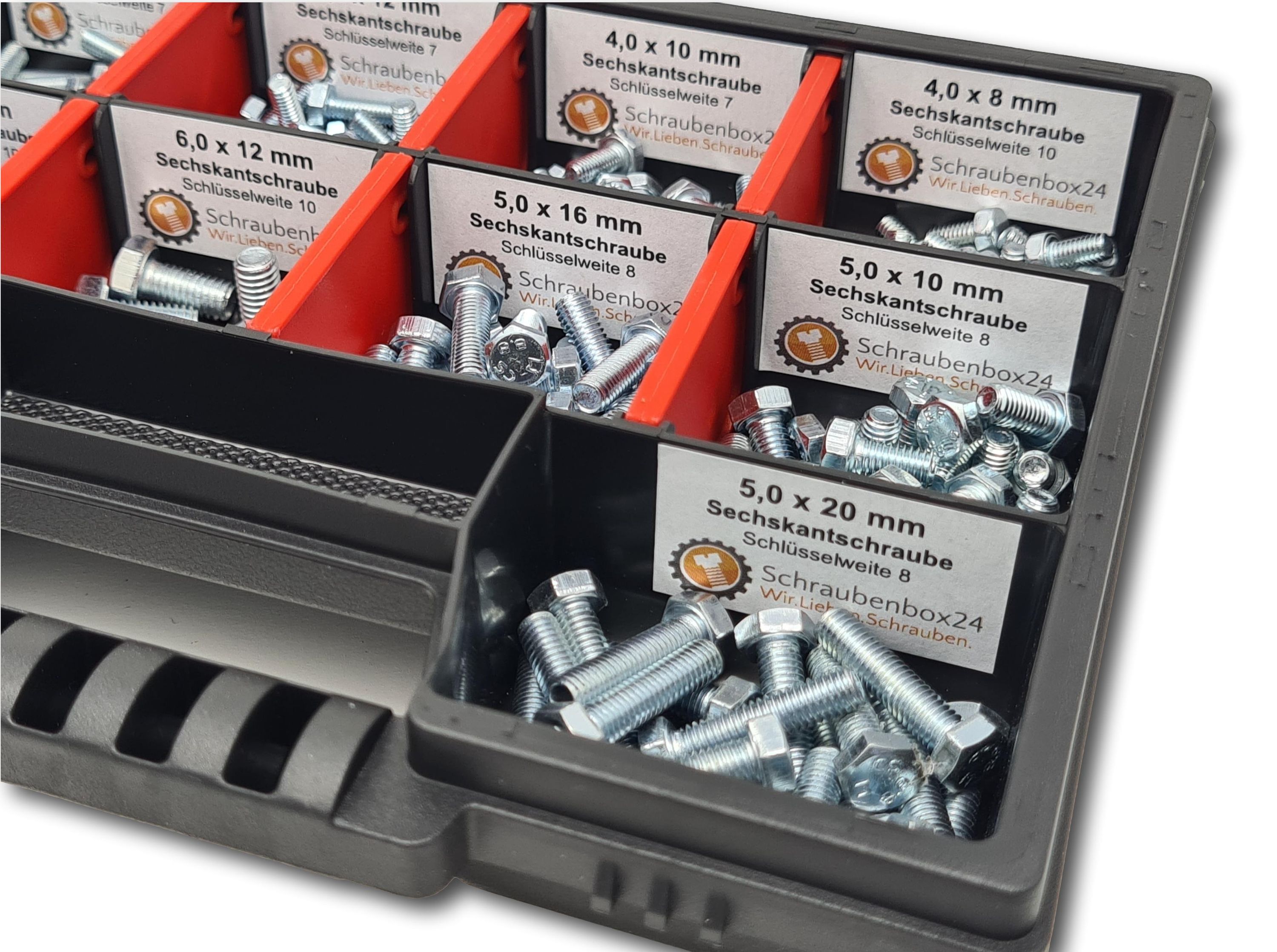 Sechskantschrauben Sortiment M4-M5-M6 // 8mm-20mm 215 tlg. Schraubenbox Vollgewindeschrauben Maschinenschrauben Gewindeschrauben Sechskantschrauben
