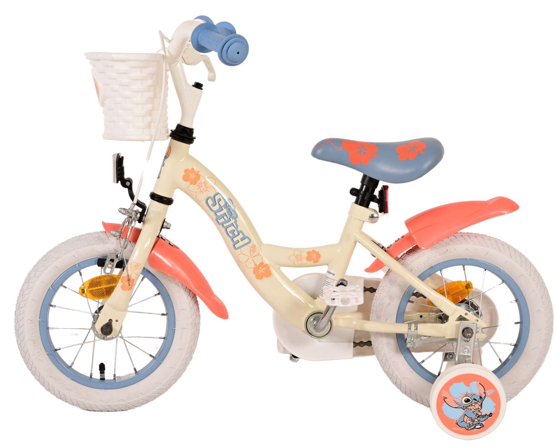 Kinderfahrrad Disney Stitch Mädchen 12 Zoll Kinderrad Cremefarbend
