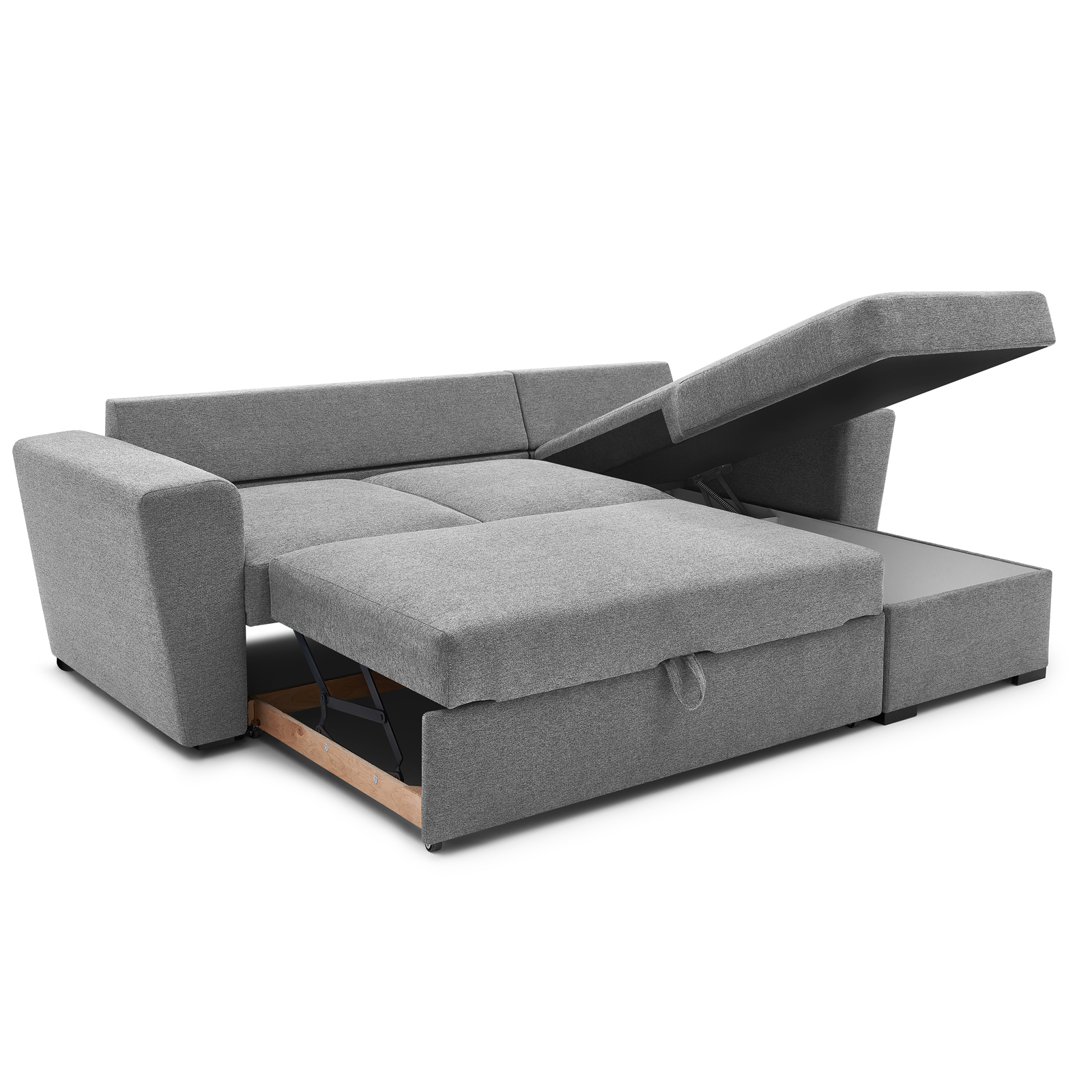 Ecksofa - grau - Staukasten - Liegefunktion